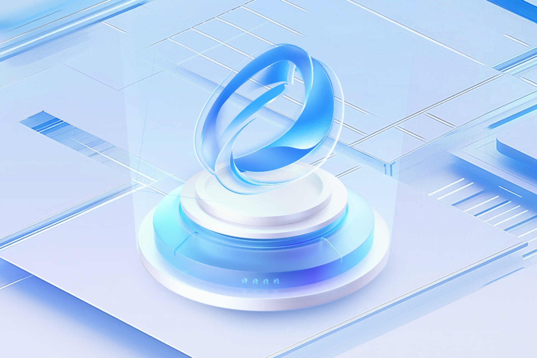 Serene blue and white abstract sculpture.